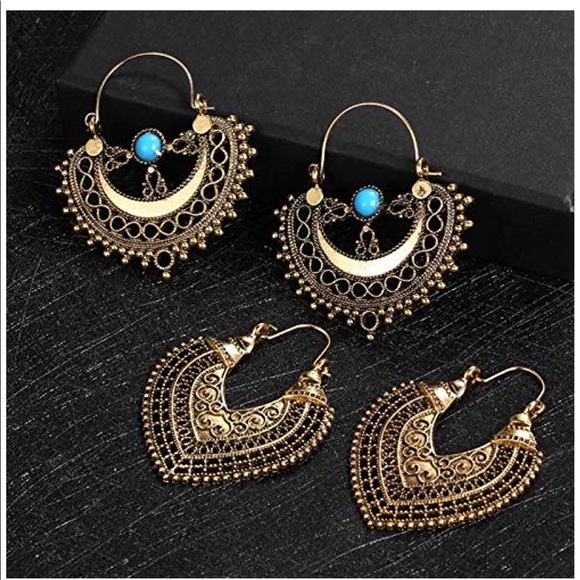 8 Pairs Statement Drop Dangle Earrings Bohemian - Picture 4 of 4